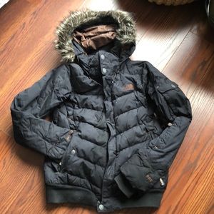 North Face down jacket with faux fur hood
